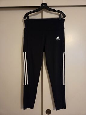 adidas Black Leggings with White Side Stripes